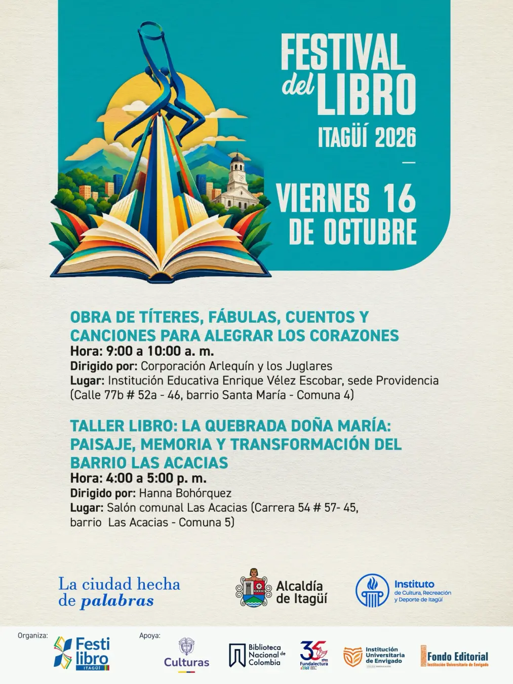 Programación Festival del Libro Itagüí 2026