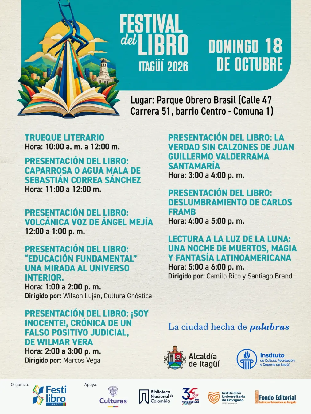 Programación Festival del Libro Itagüí 2026