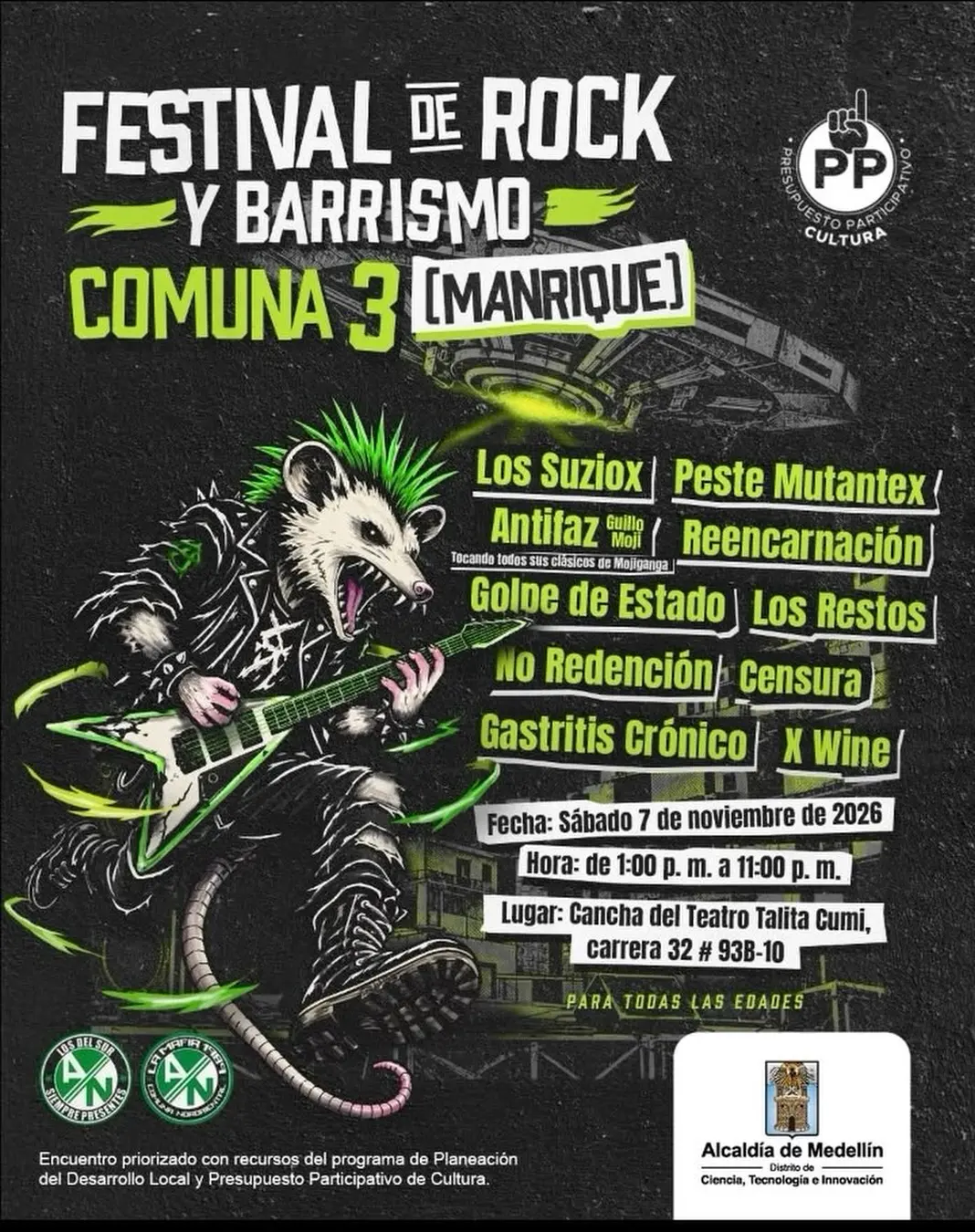 Festival de Rock y Barrismo Comuna 3 Manrique 2026