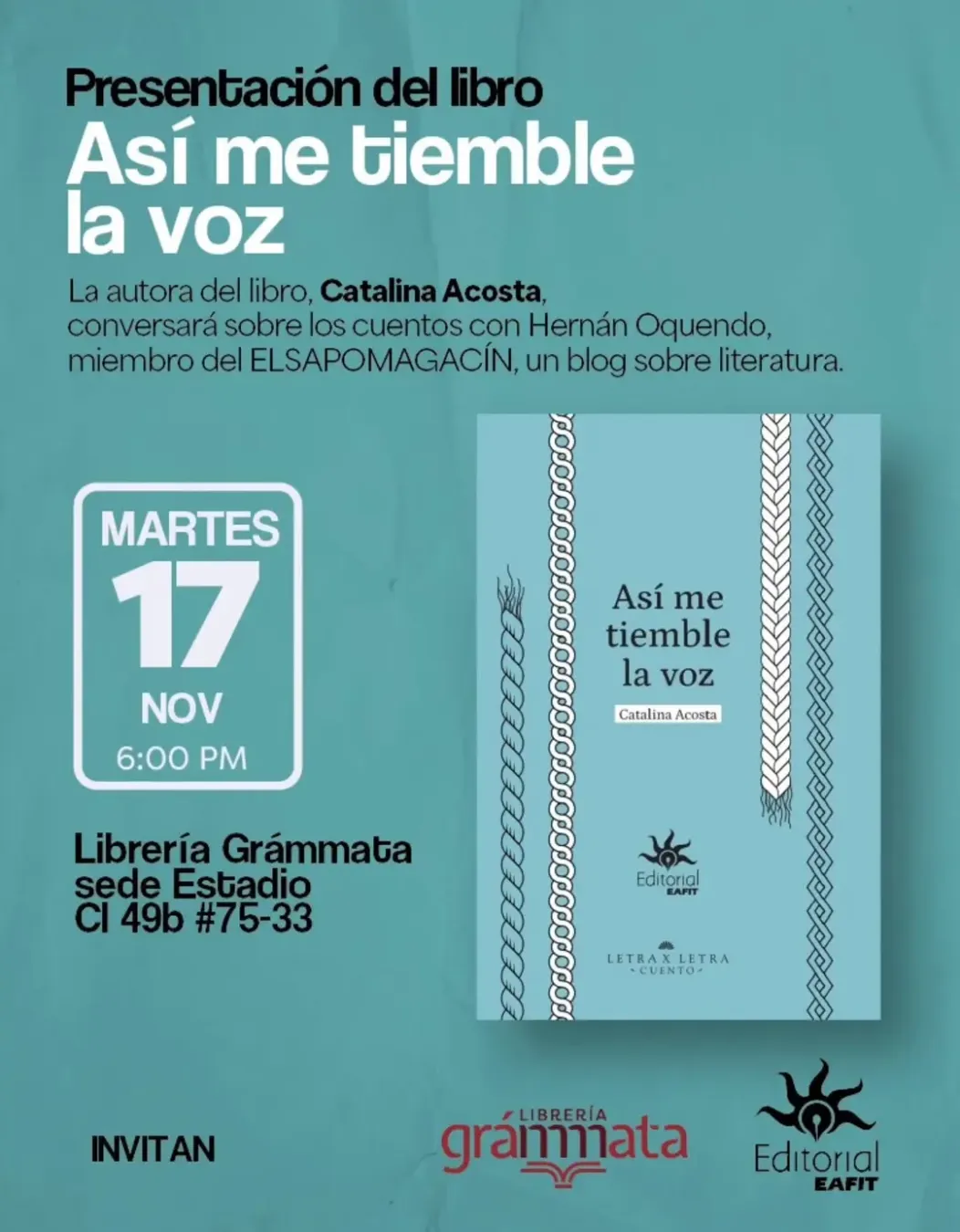 Presentación del libro: Así me tiemble la voz