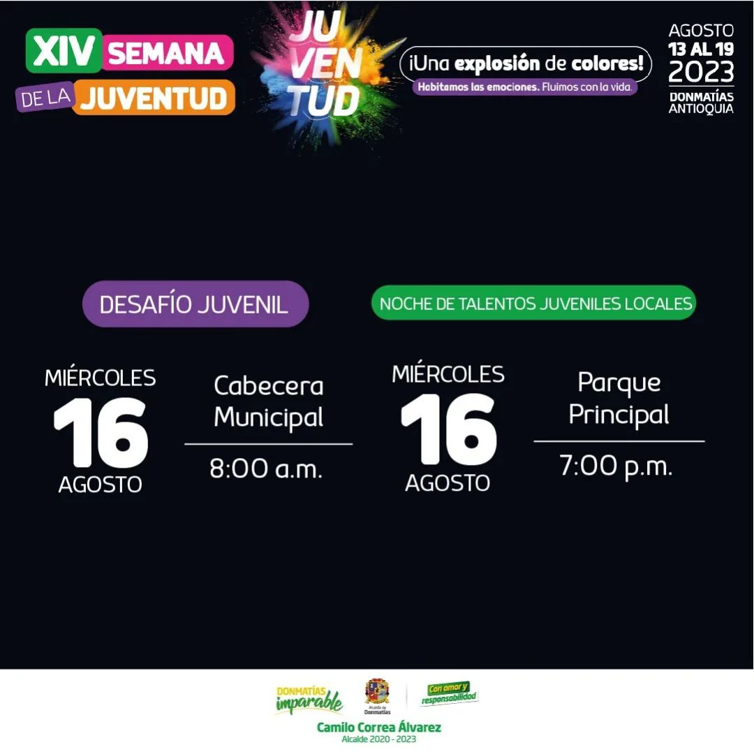 Programación XIV Semana de la Juventud Donmatías
