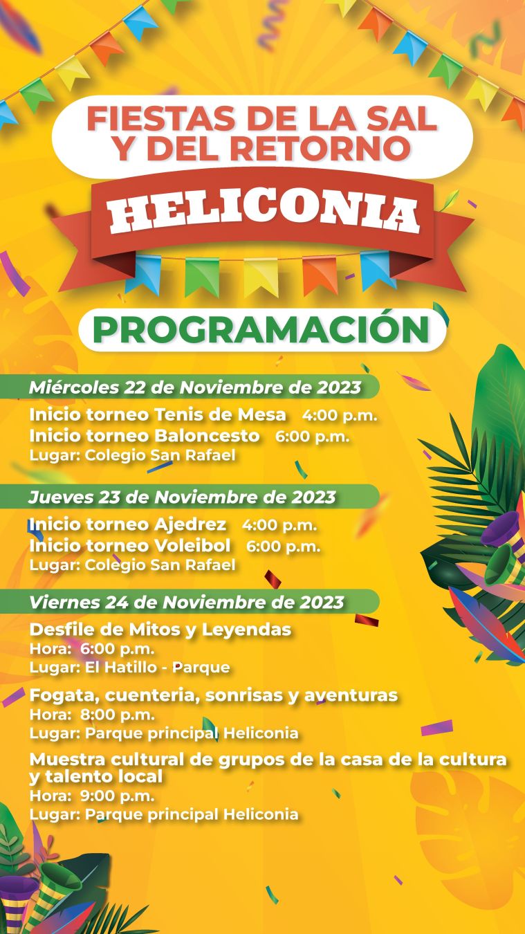 Programación Fiestas de la Sal y del Retorno Heliconia 2023