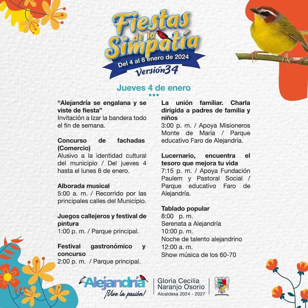 Programación 34º Fiesta de la Simpatía Alejandría 2024