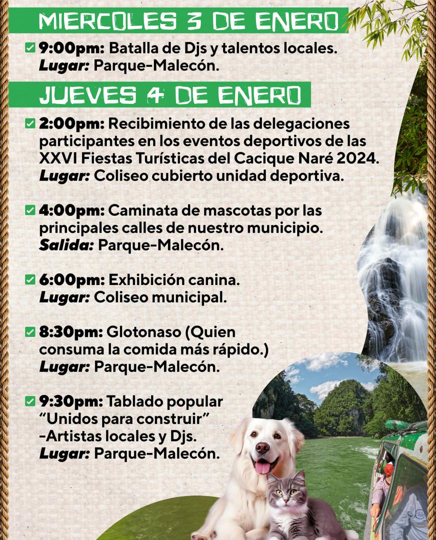 Programación XXVI Fiestas Turísticas del Cacique Naré 2024