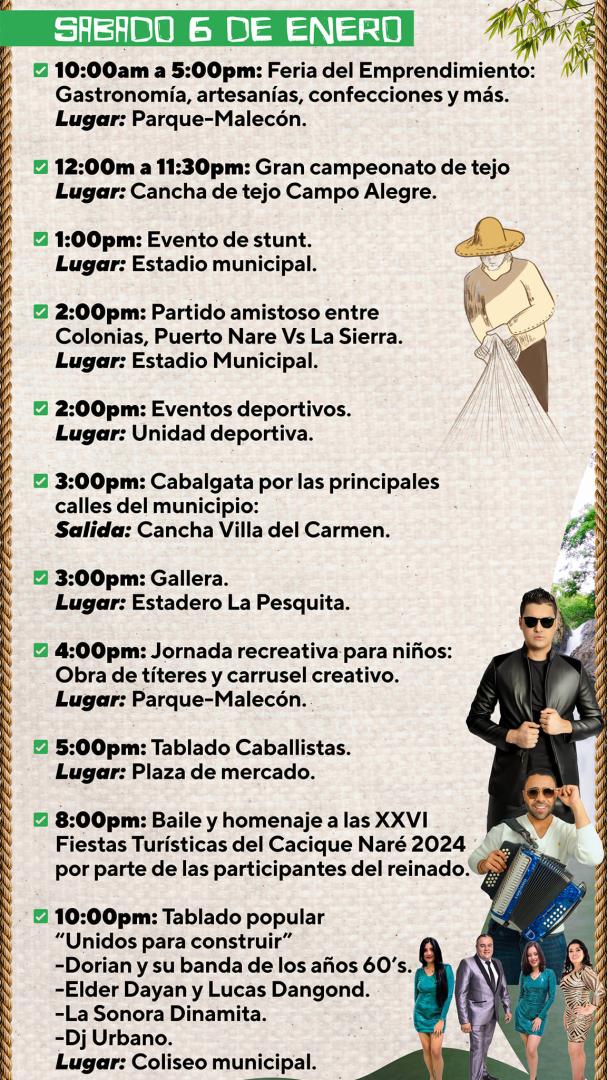 Programación XXVI Fiestas Turísticas del Cacique Naré 2024