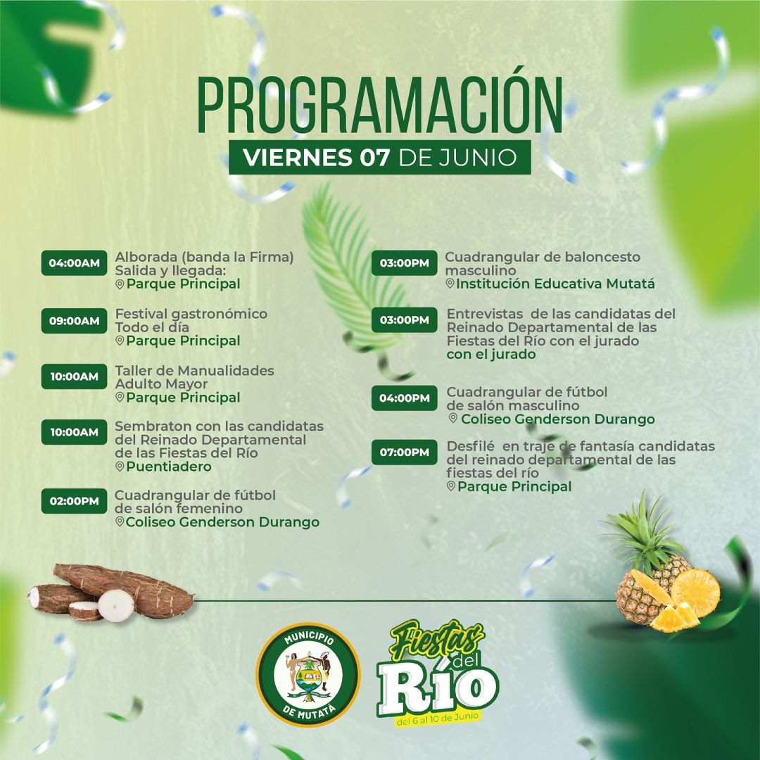 Programación Fiestas del Río Mutatá 2024