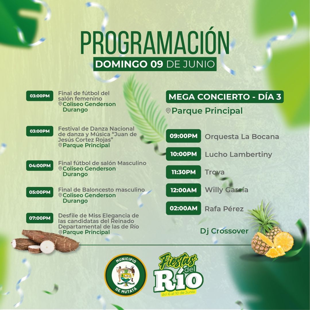 Programación Fiestas del Río Mutatá 2024