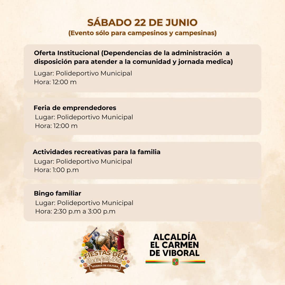 Programación Fiestas del Campesino en El Carmen de Viboral 2024