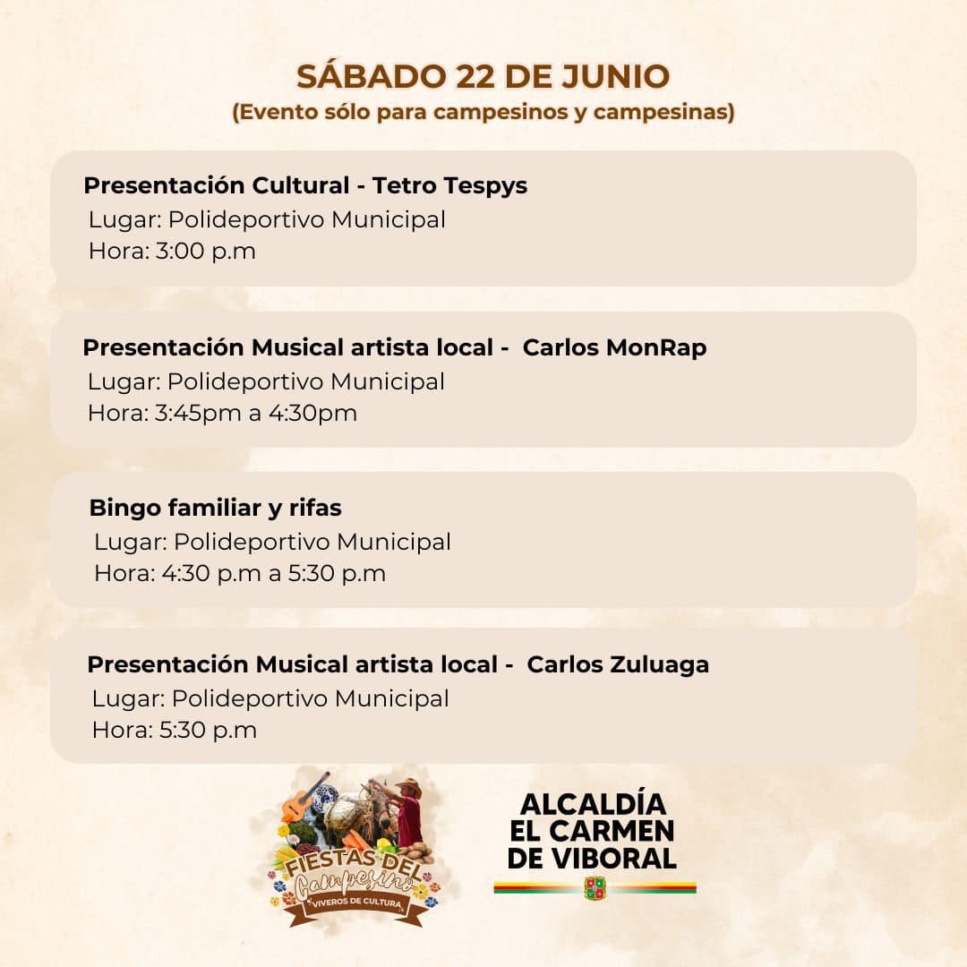 Programación Fiestas del Campesino en El Carmen de Viboral 2024