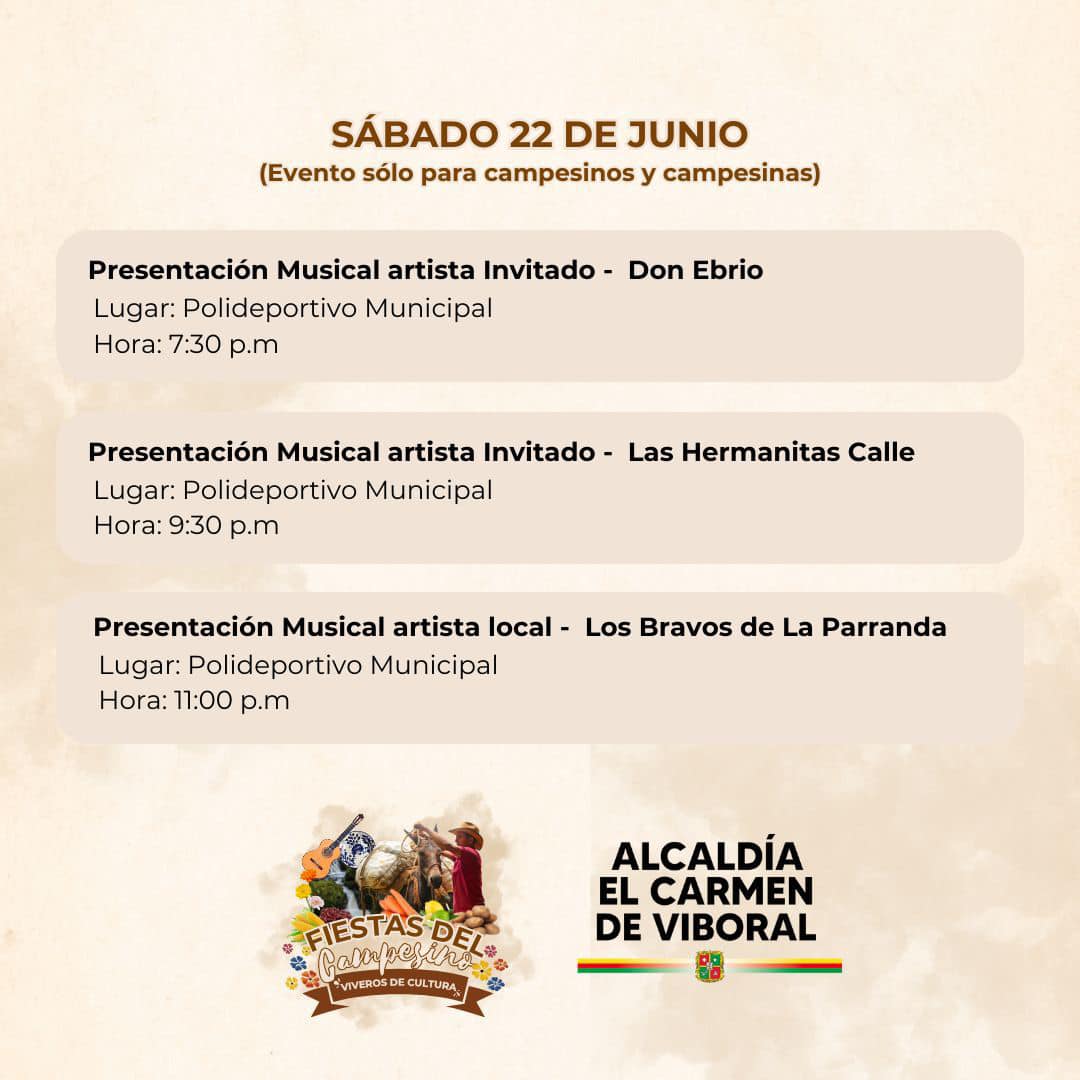 Programación Fiestas del Campesino en El Carmen de Viboral 2024