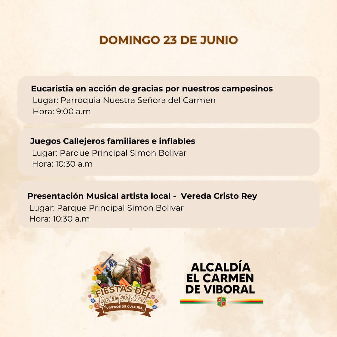 Programación Fiestas del Campesino en El Carmen de Viboral 2024