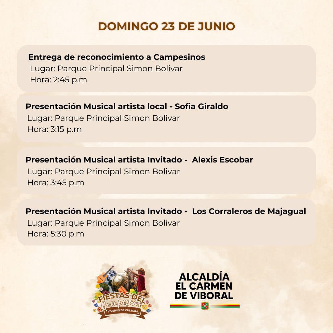 Programación Fiestas del Campesino en El Carmen de Viboral 2024