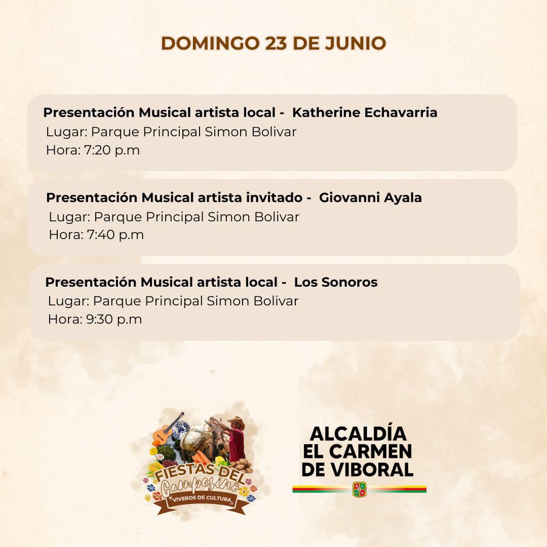 Programación Fiestas del Campesino en El Carmen de Viboral 2024