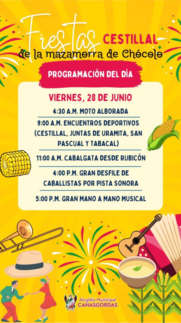 Programación Fiestas de la Mazamorra de Chócolo Cestillal 2024