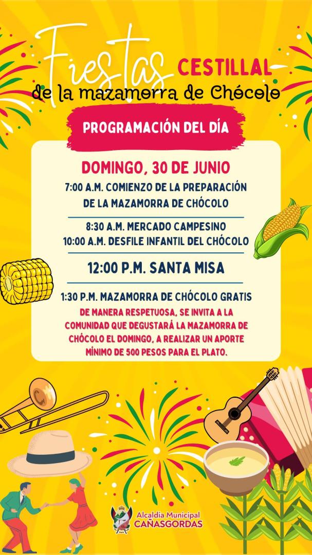 Programación Fiestas de la Mazamorra de Chócolo Cestillal 2024