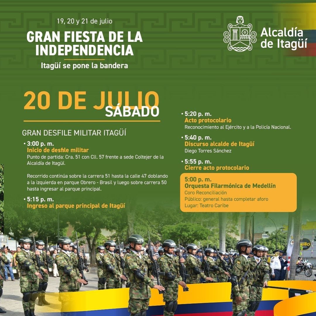 Programación Gran fiesta de la Independencia Itagüí 2024