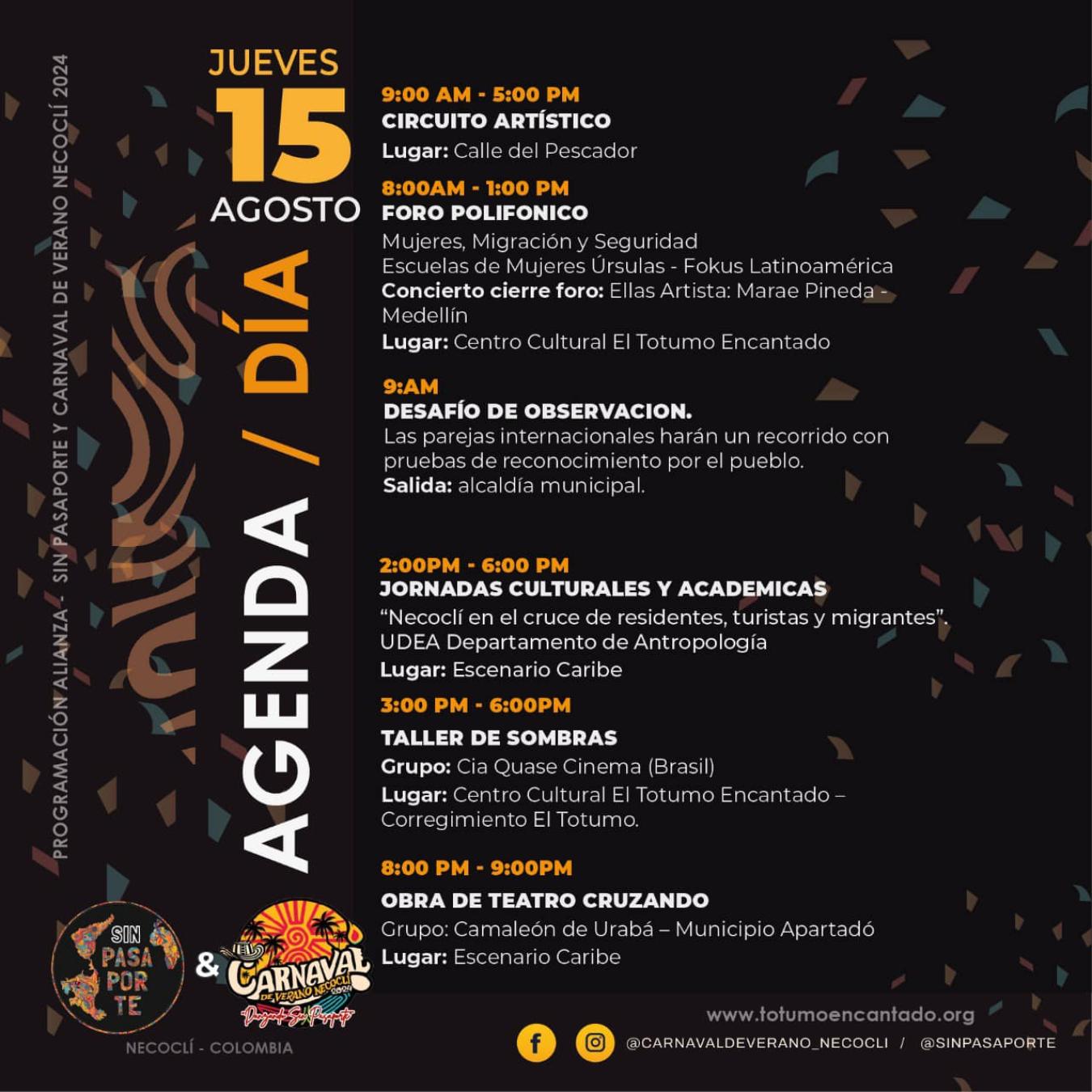 Programación Carnaval de Verano Necoclí 2024