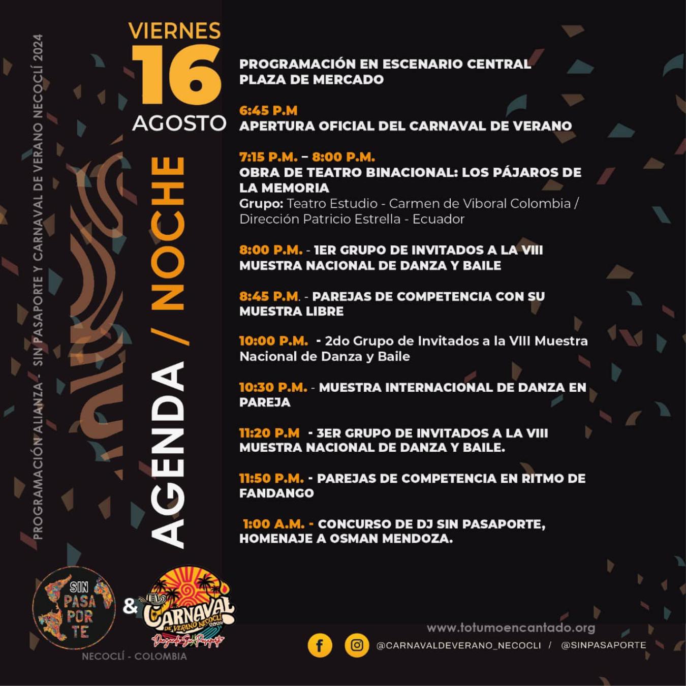 Programación Carnaval de Verano Necoclí 2024