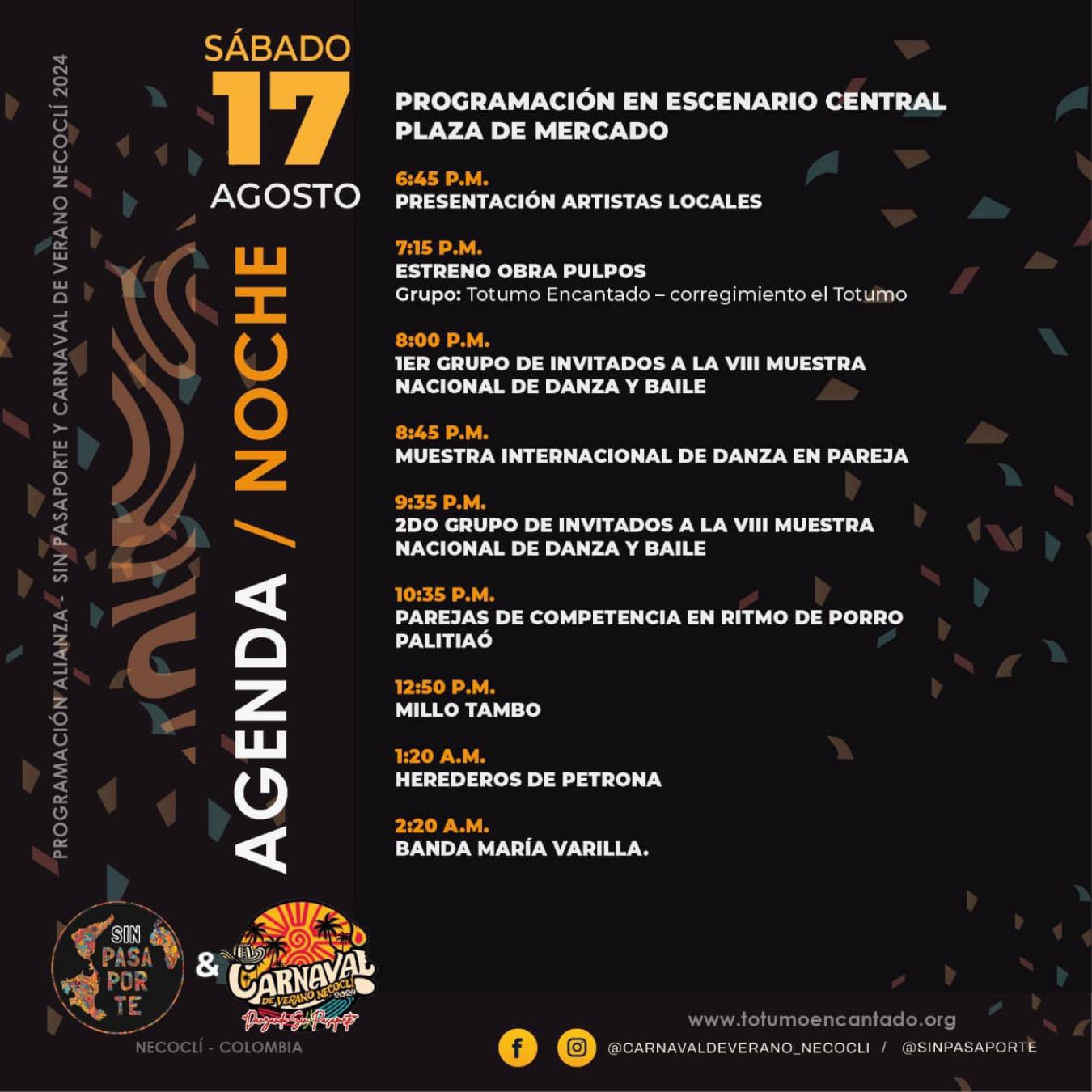 Programación Carnaval de Verano Necoclí 2024