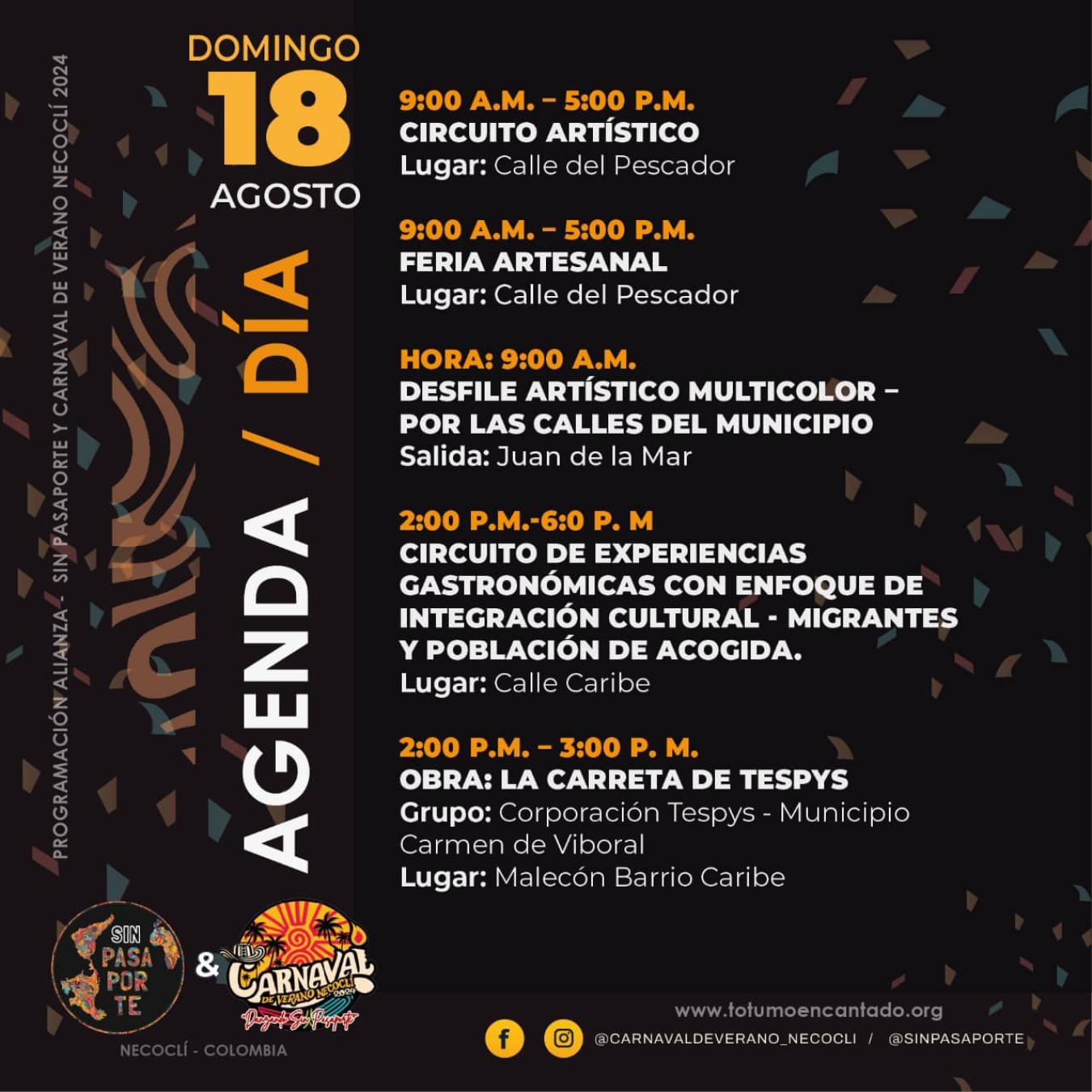 Programación Carnaval de Verano Necoclí 2024