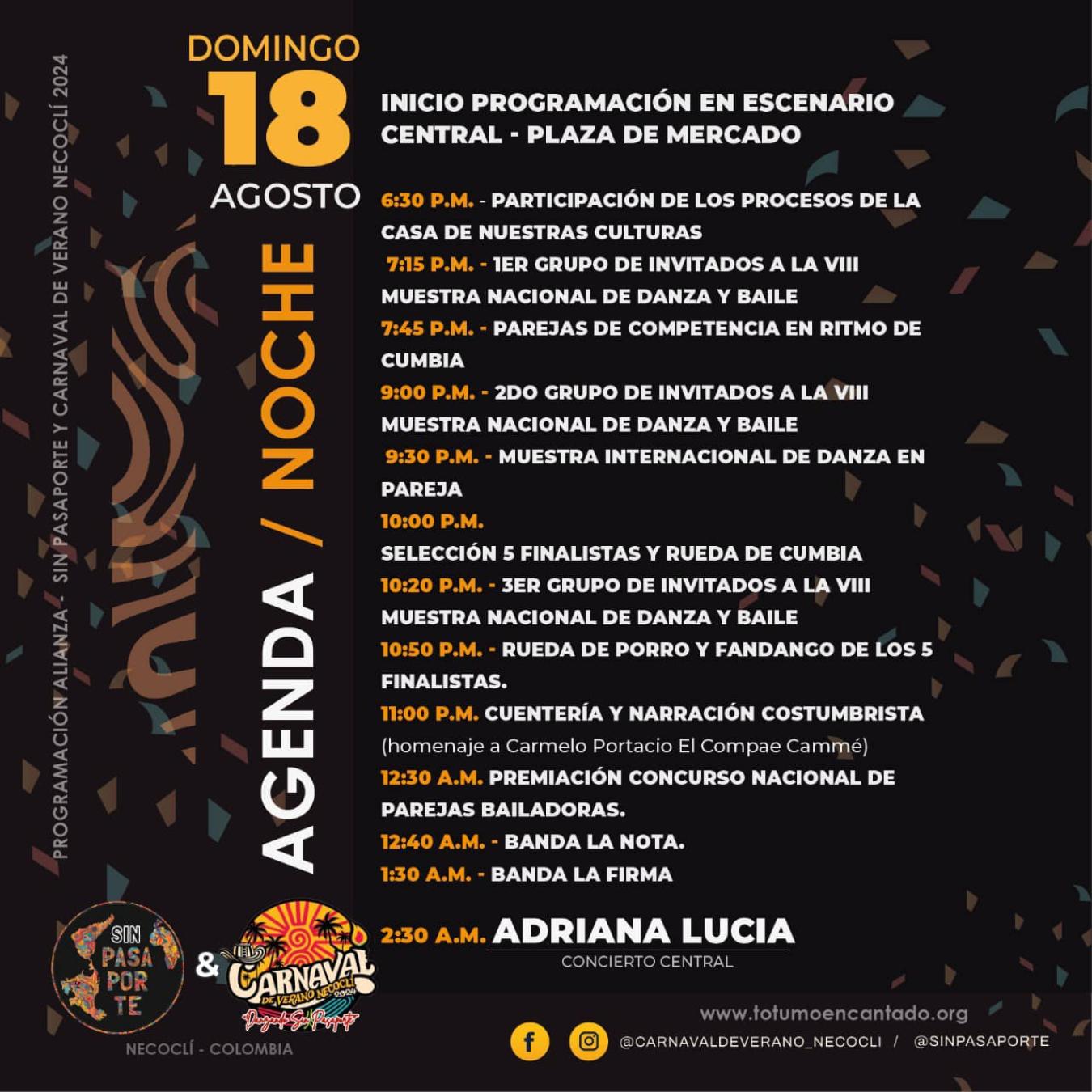 Programación Carnaval de Verano Necoclí 2024