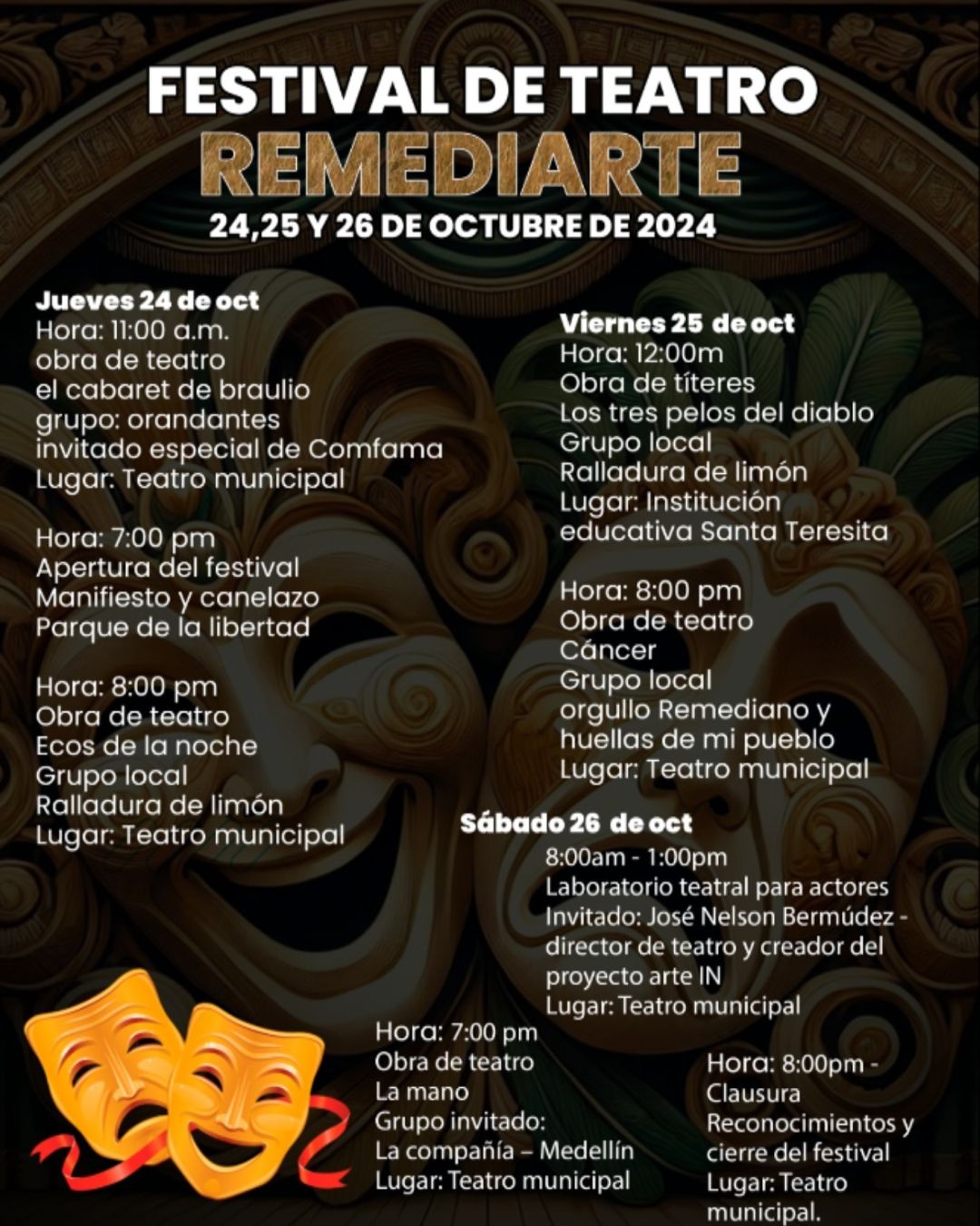 Programación Festival de Teatro Remediarte 2024