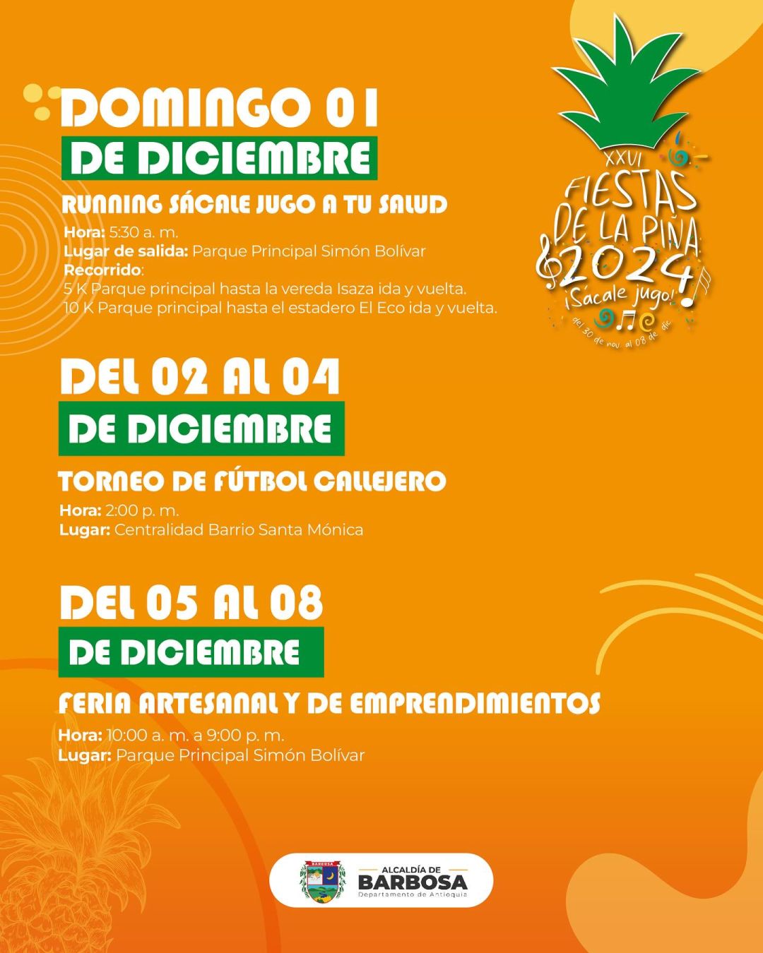 Programación XXVI Fiestas de la Piña 2024