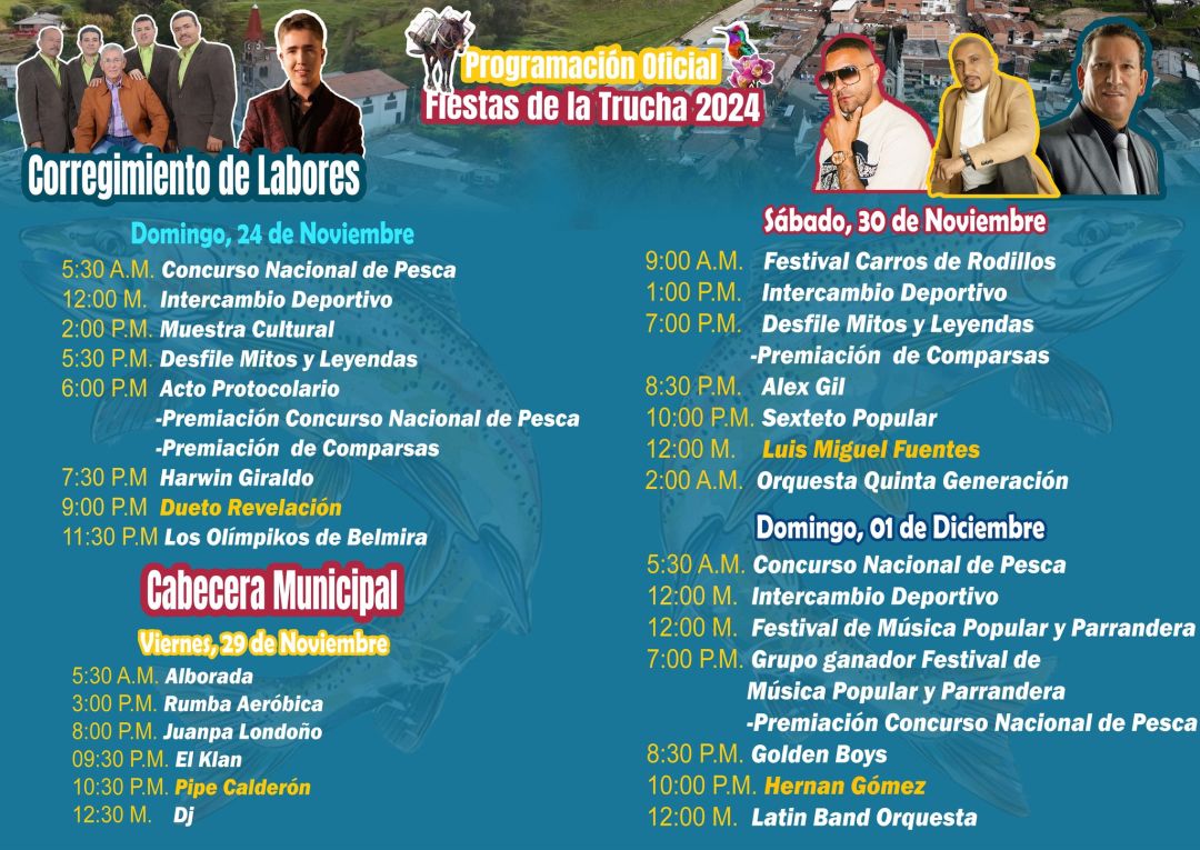 Programación 38°. Fiestas de la Trucha 2024