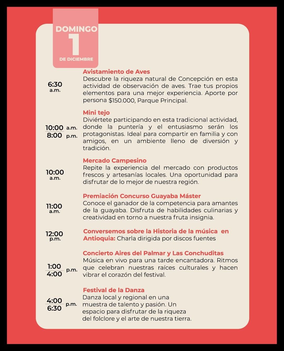 Programación Festival de la Guayaba 2024