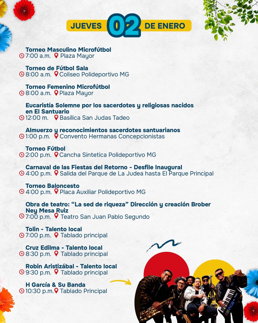 Programación Fiestas del Retorno El Santuario 2025