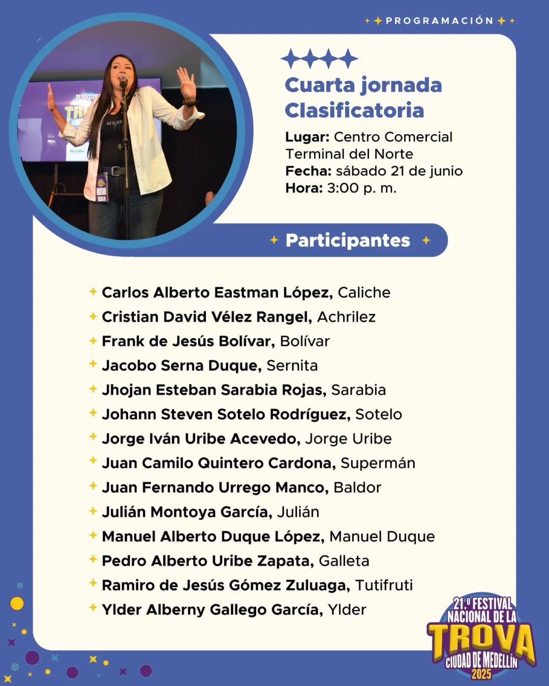 Programación 21.º Festival Nacional de la Trova Ciudad de Medellín 2025