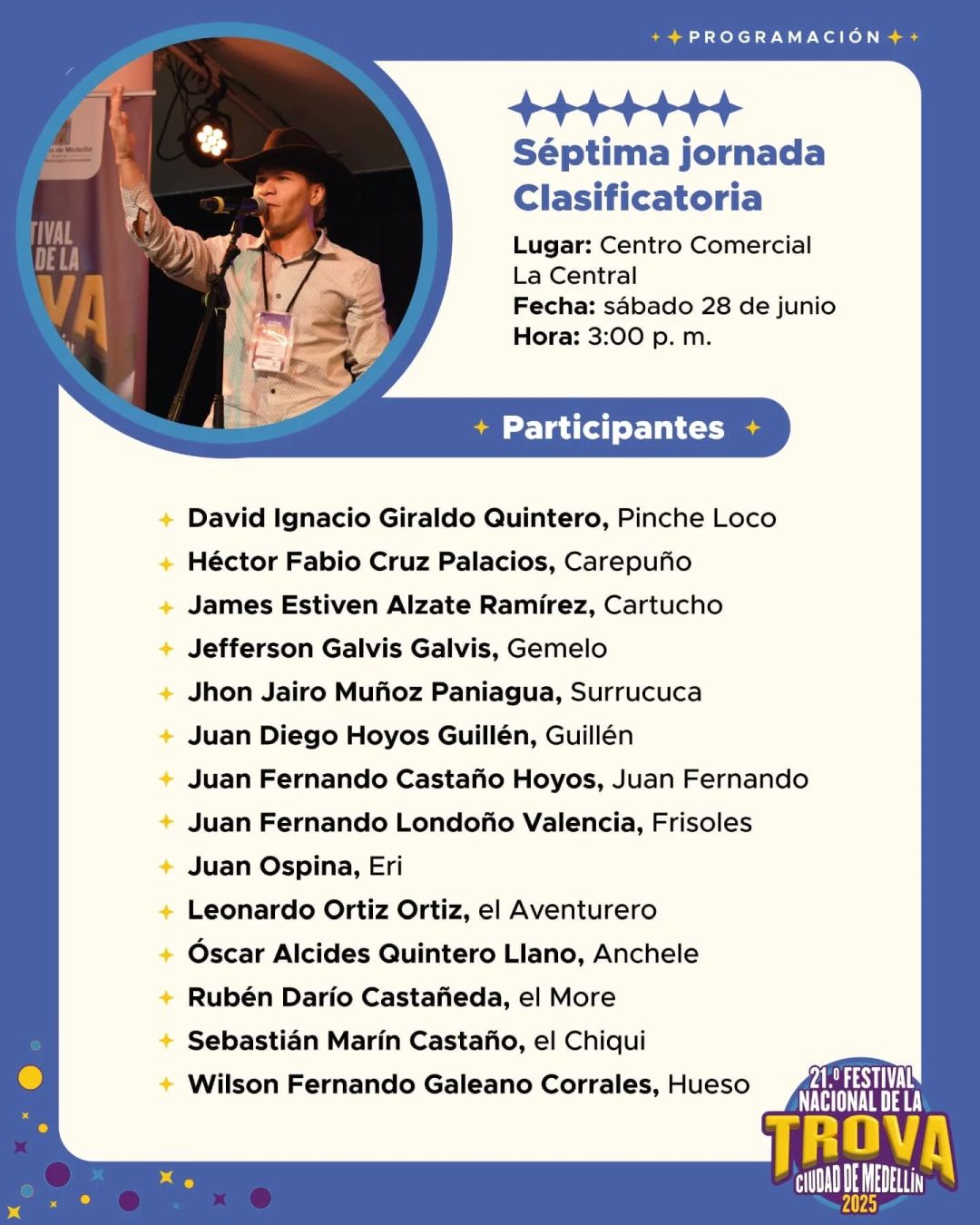Programación 21.º Festival Nacional de la Trova Ciudad de Medellín 2025