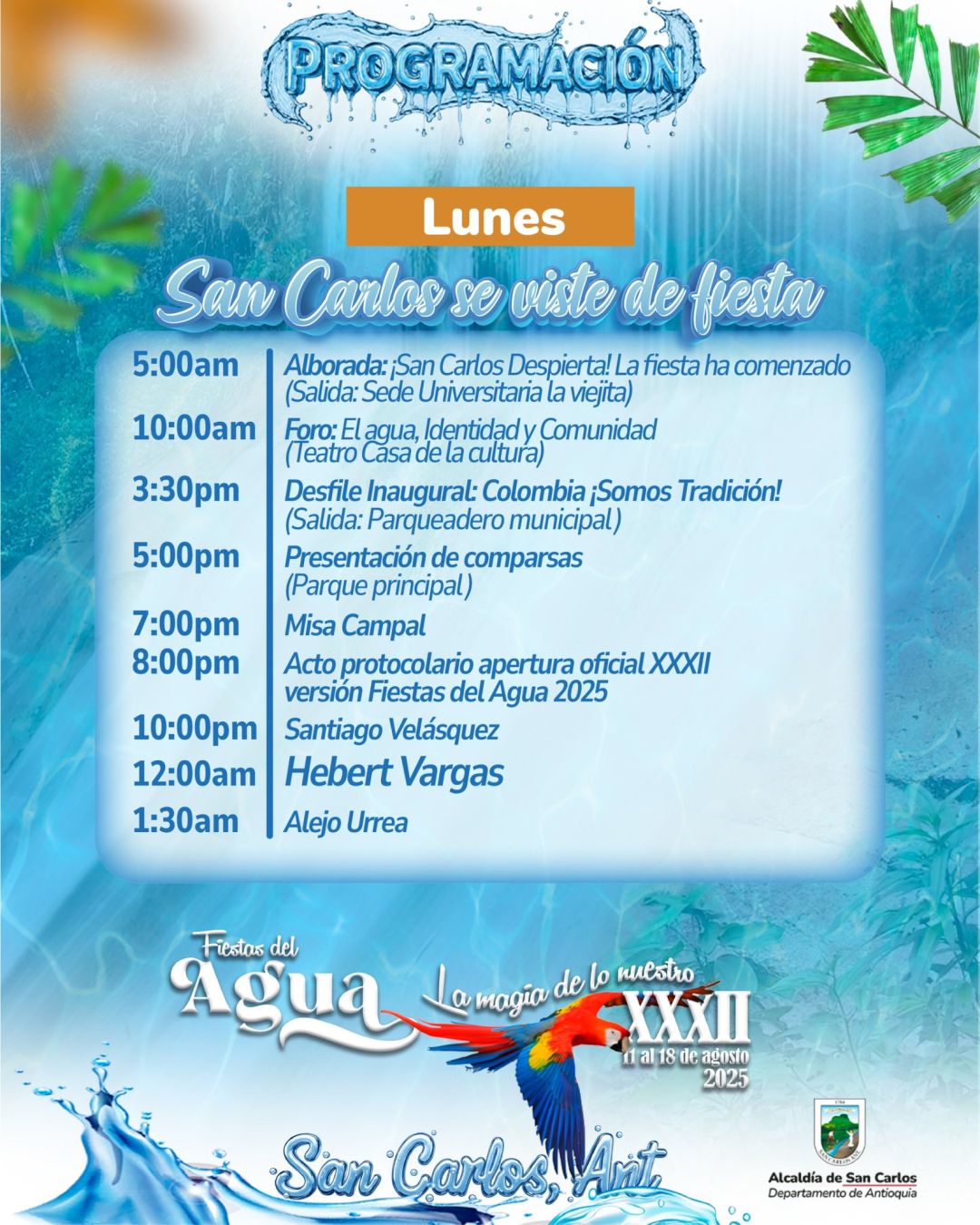 Programación XXXII Fiestas del Agua 2025
