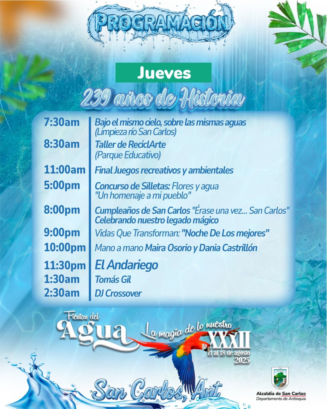 Programación XXXII Fiestas del Agua 2025