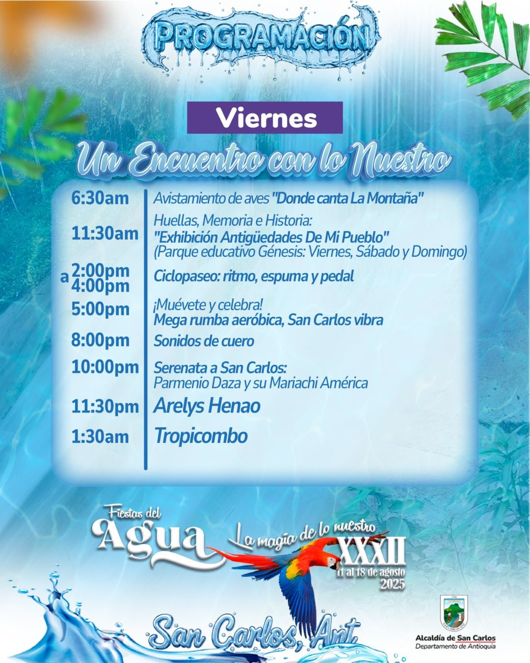 Programación XXXII Fiestas del Agua 2025