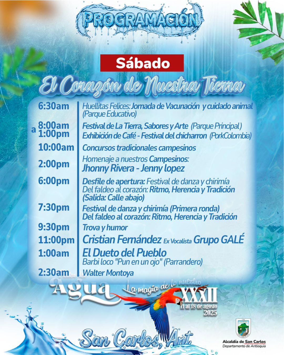 Programación XXXII Fiestas del Agua 2025