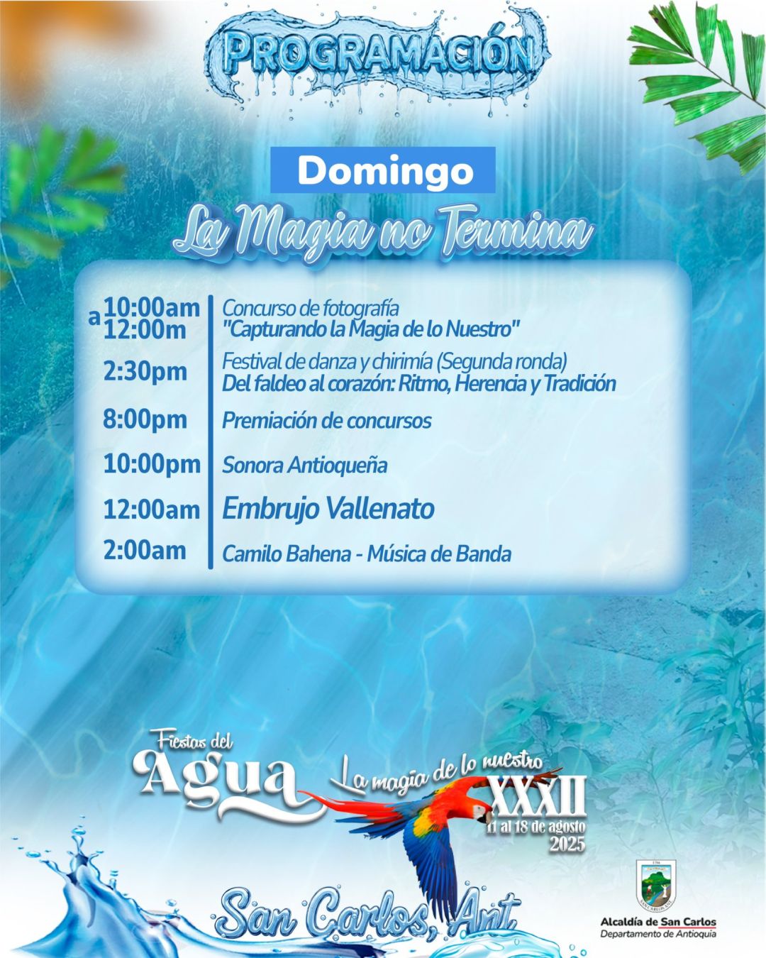 Programación XXXII Fiestas del Agua 2025