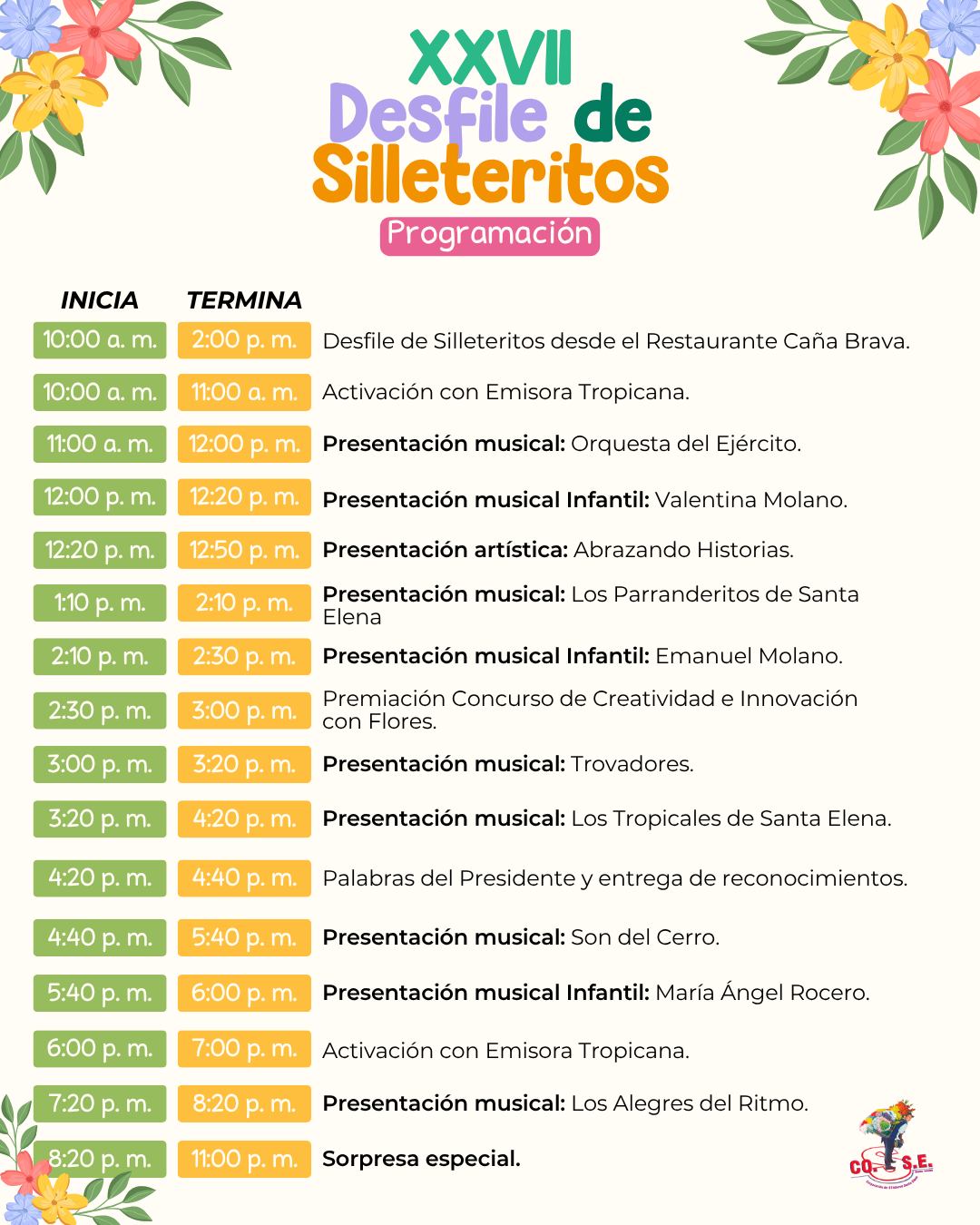 Programación XXVI Desfile de Silleteritos 2025