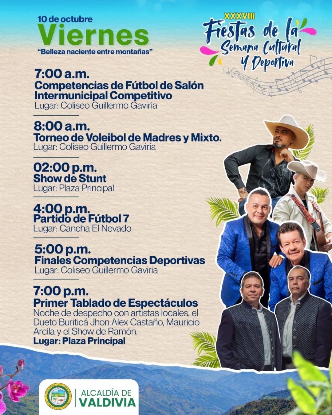 Programación XXXVIII Fiestas de la Semana Cultural y Deportiva de Valdivia