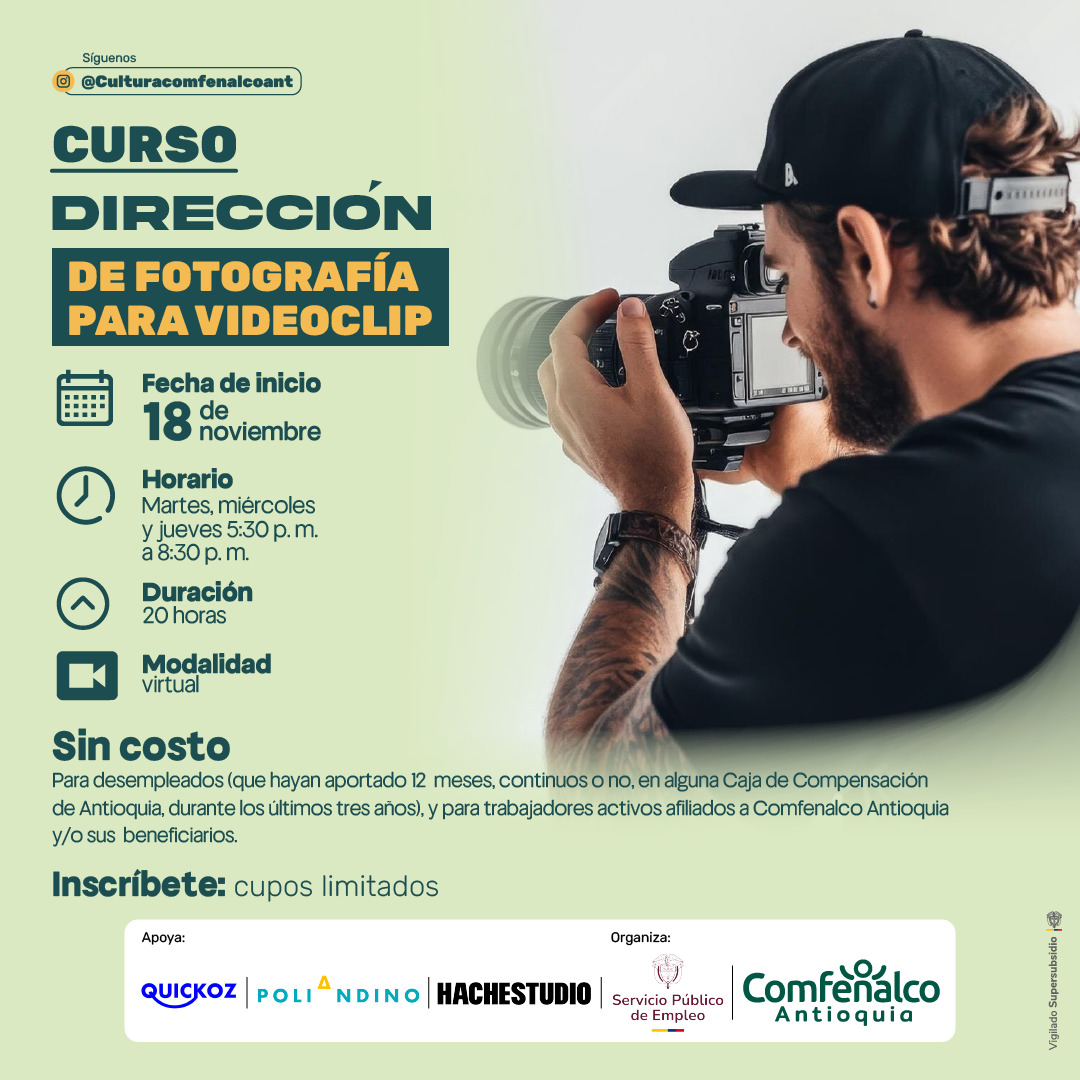 Convocatoria al curso Dirección de Fotografía para videoclip
