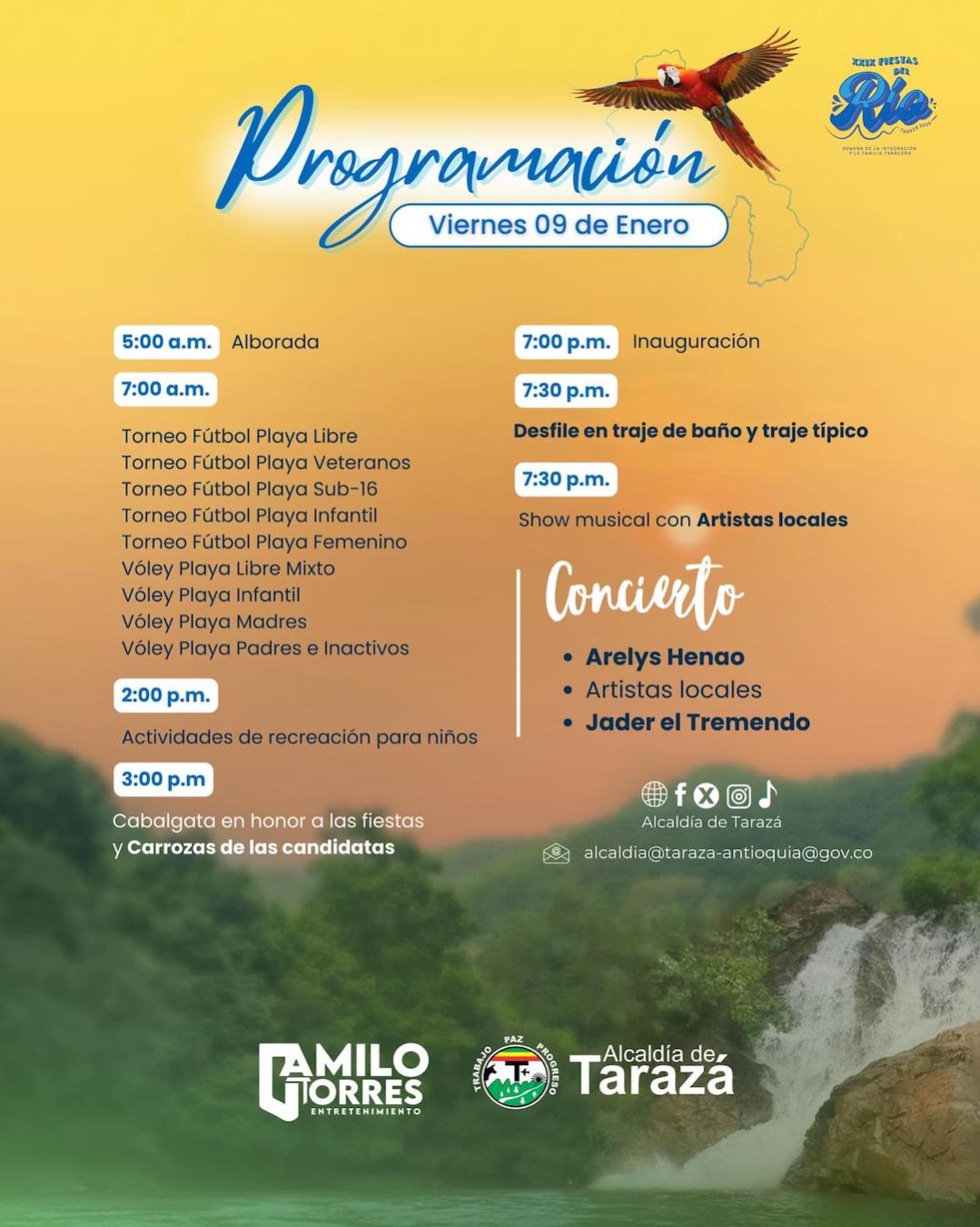 Programación XXIX Fiestas del Río Tarazá 2026