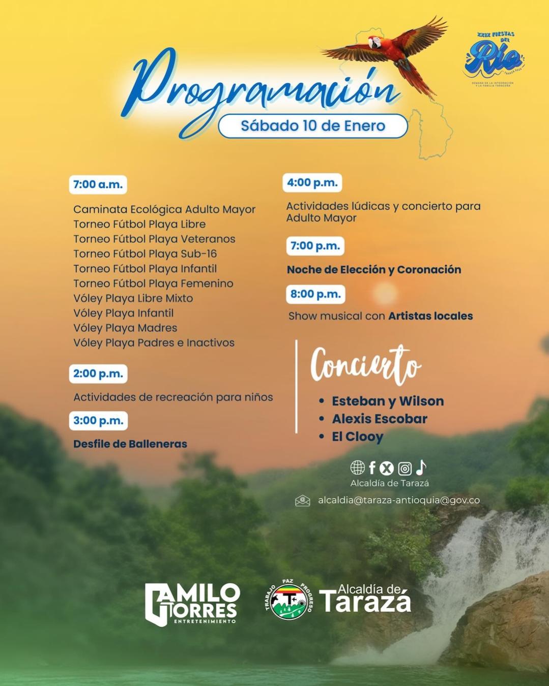 Programación XXIX Fiestas del Río Tarazá 2026