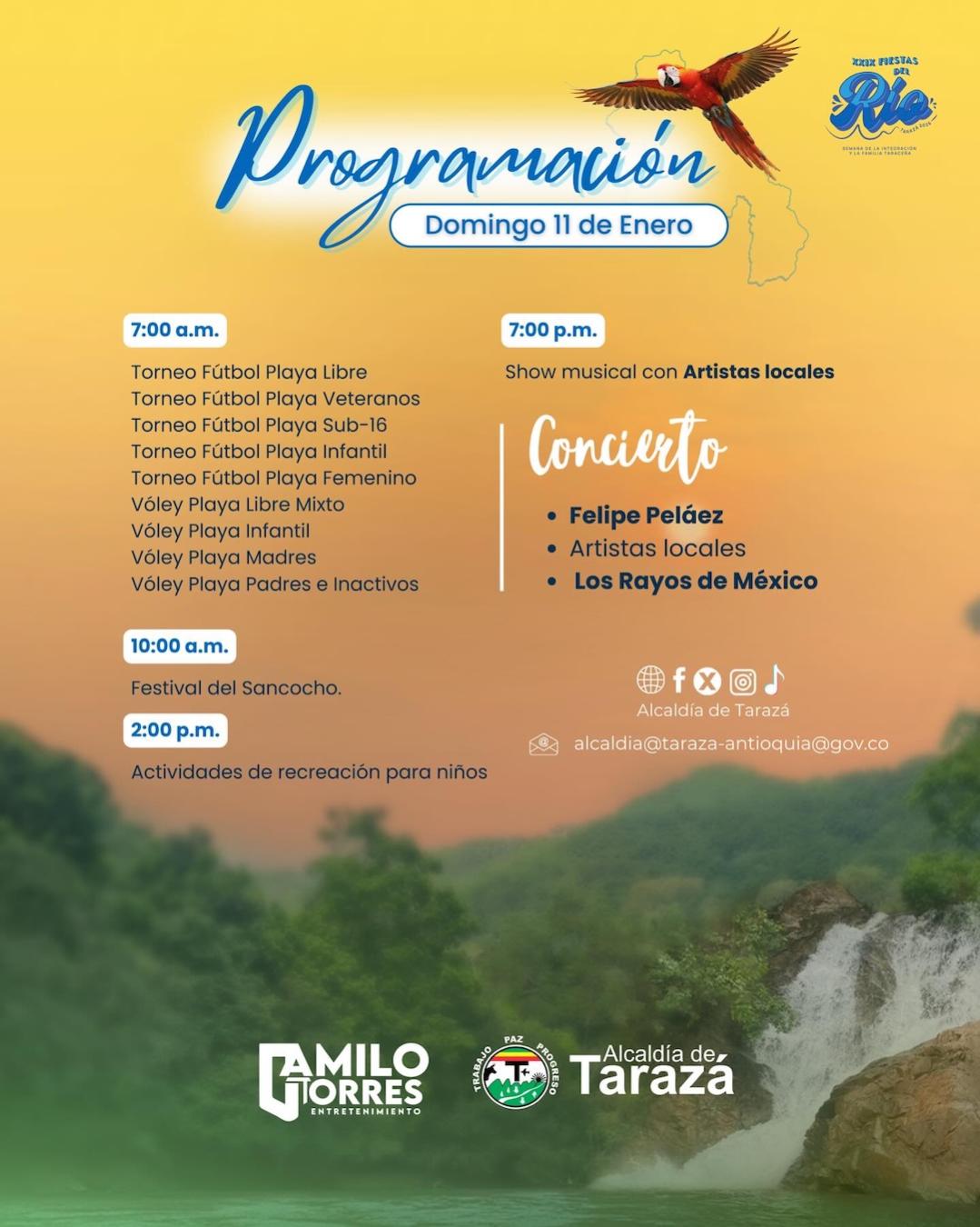 Programación XXIX Fiestas del Río Tarazá 2026