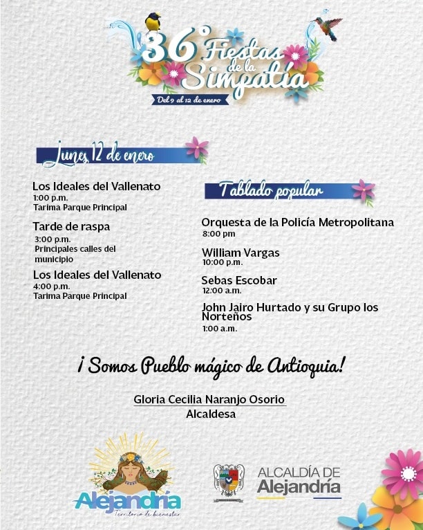 Programación 36º Fiesta de la Simpatía Alejandría 2026