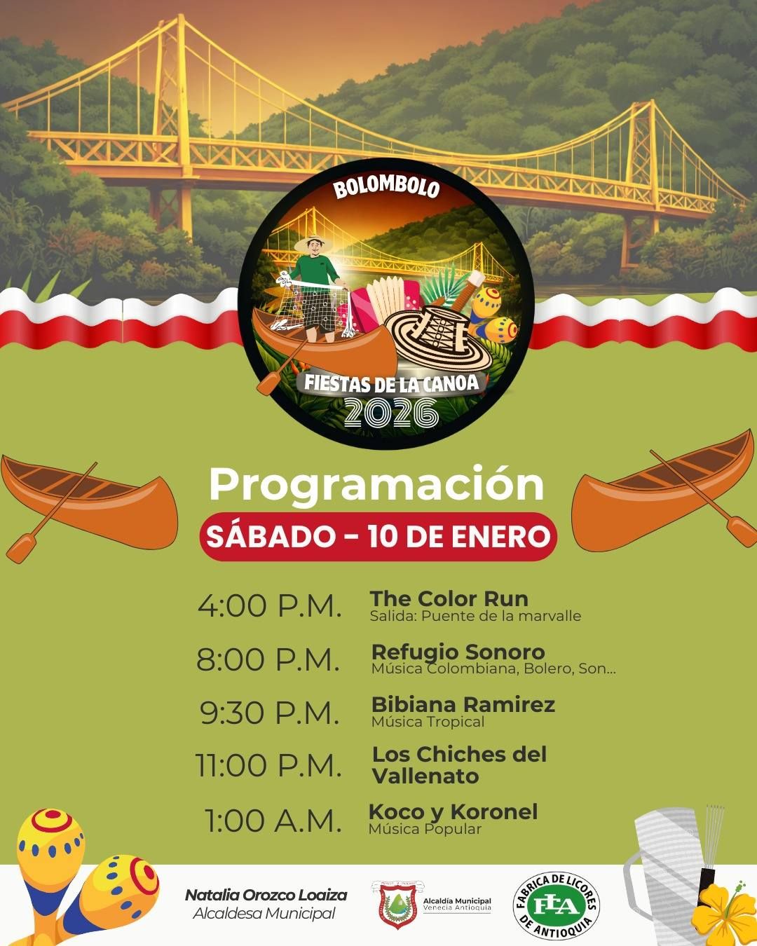 Programación Fiestas de la Canoa Bolombolo 2026