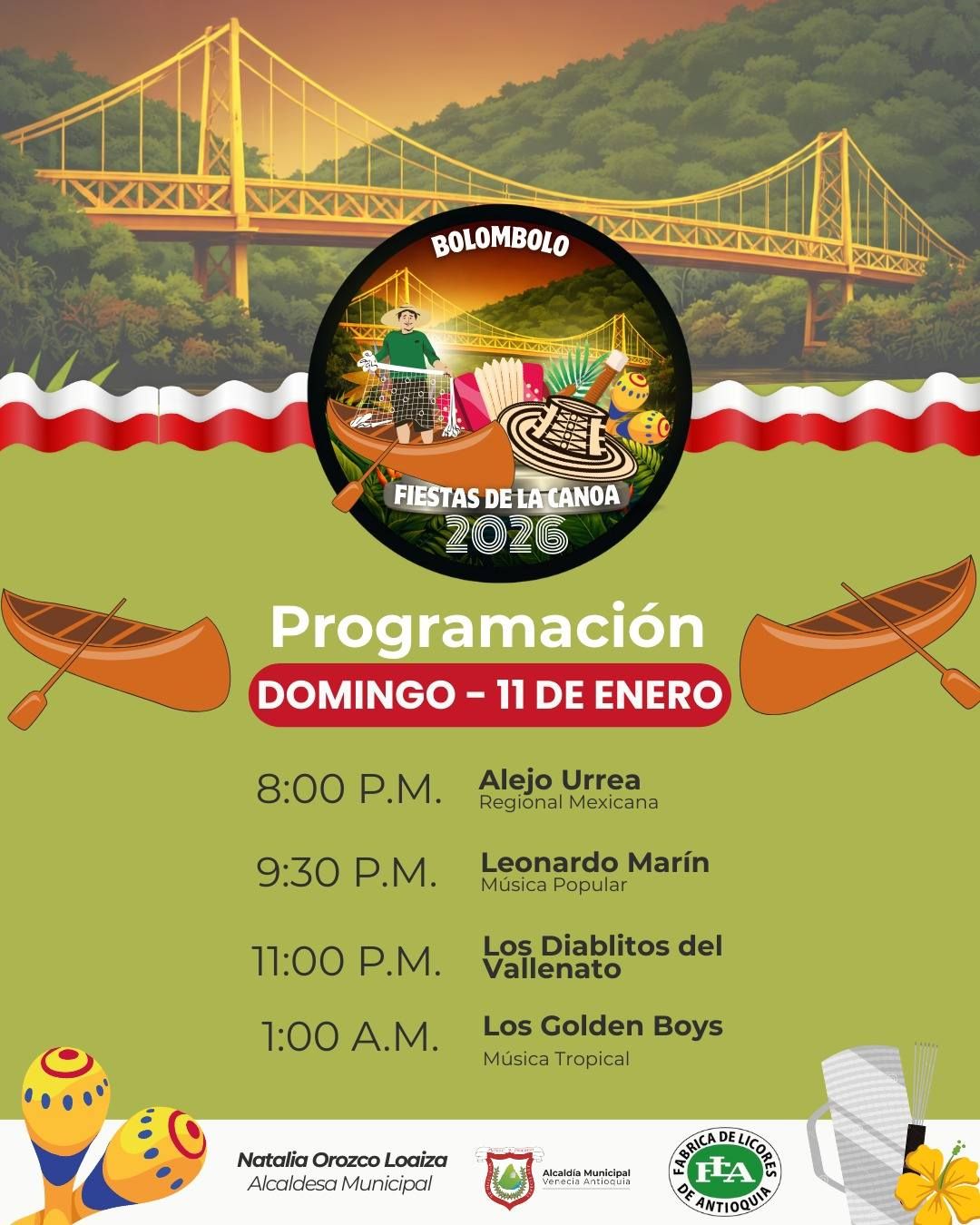 Programación Fiestas de la Canoa Bolombolo 2026