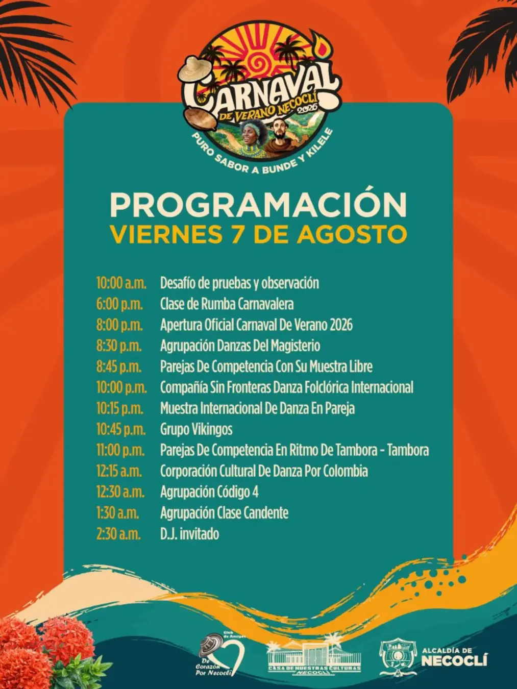 Programación Carnaval de Verano Necoclí 2026