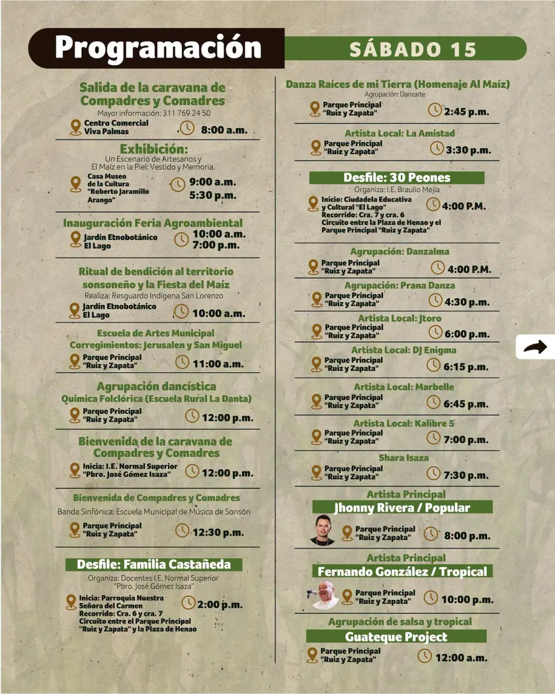 Programación Fiestas del Maíz 2026