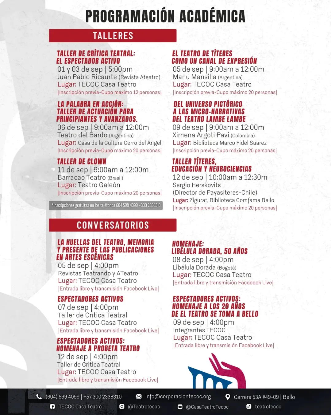 Programación 20° Festival Internacional El Teatro se Toma a Bello 2026